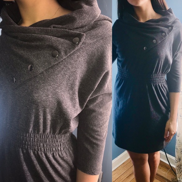 🆕cowl button neck gray dress with elastic waist - Picture 7 of 7